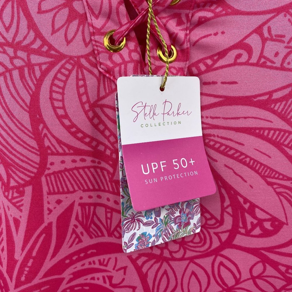Stella Parker swim dress cover up size large pink LS SPF50 cruise beach NWT - Picture 4 of 7